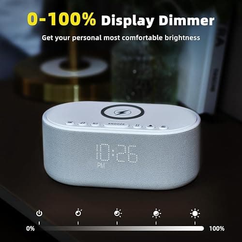 Sound Machine Alarm Clock Wireless Charger: Bluetooth 10W Stereo Sound Speaker Bedroom - White Noise Machine for Sleeping with 21 Soothing Sounds thumbnail 8
