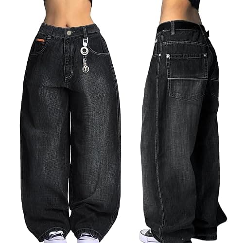 EMMIOL Women Boyfriends Hip Hop 90s Vintage Baggy Jeans Loose Denim Pants Mid Waist Jeans - Image 1