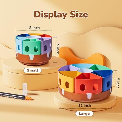 GAMENOTE Rotating Art Supply Organizer, Lazy Susan Caddy, Large | Rotating organizer keeps markers, crayons and craft supplies visible and easy to reach on classroom or home desks thumbnail 3