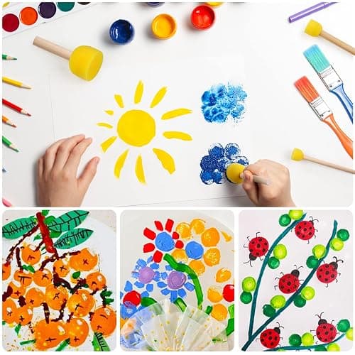 30 Pcs Round Sponges Brush Set, Round Sponge Brushes for Painting, Paint Sponges for Acrylic, Painting Tools for Kids Arts and Crafts (4 Sizes) thumbnail 6