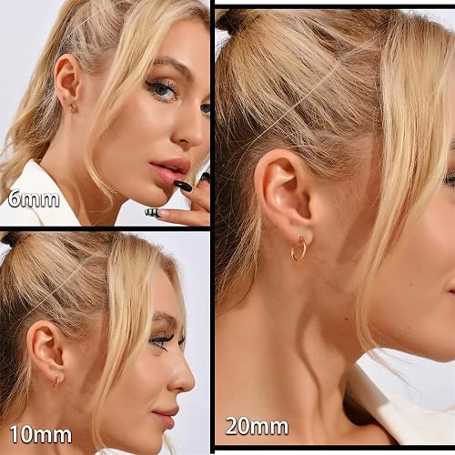 Minimalist Hoops for Women - 14K Gold Open Huggie Hoop Earrings, Hypoallergenic Tiny Hoops in Gold and Silver (Set of 1-5 Pairs) thumbnail 2