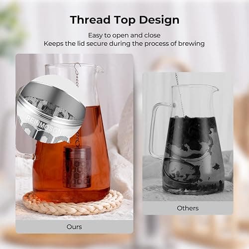 Reinmoson Tea Strainers for Loose Tea, Extra Fine Mesh Tea Infuser, 304 Stainless Steel & Updated Slim Threaded Lid, Loose Leaf Tea Steeper for Black Tea, Rooibos, etc thumbnail 7