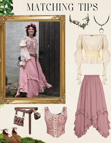 Scarlet Darkness Long Skirts for Women High Waist Renaissance Skirt Maxi Skirt with Pockets thumbnail 6