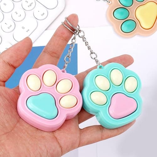 Gosknor 3pcs Cat Paw Fidget Toys Fidget Keychain, 4.72x2.36 Inch Portable Cat Paw Keychain Clicker Cute Mini Sensory Keyring Toy for Kids Adults Office School Stress Relax thumbnail 6