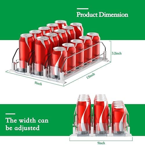 SZNLZQ Drink Organizer for Fridge,Holds 15 Cans | Self-pushing drink dispenser fits refrigerator shelves|Space-saving storage|Perfect for fridge organizers and storage thumbnail 2