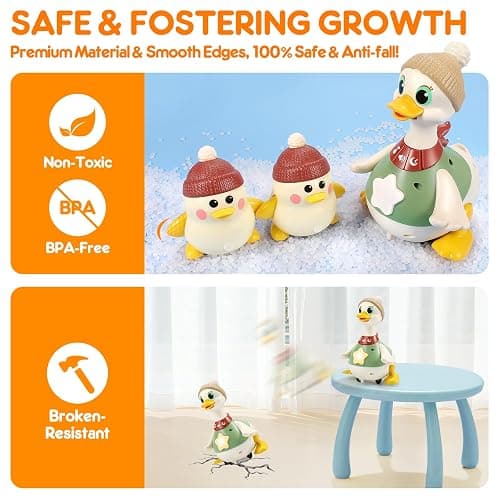 LUDILO Infant Baby Toys 6-12 Months: Musical Crawling Duck Toy Must Have 6 7 8 9 10 12 18 Month Old Baby Toy 6-12-18 Month Newborn Tummy Time Toys for 1 Year Old Boy Girl Gifts Stocking Stuffers thumbnail 8