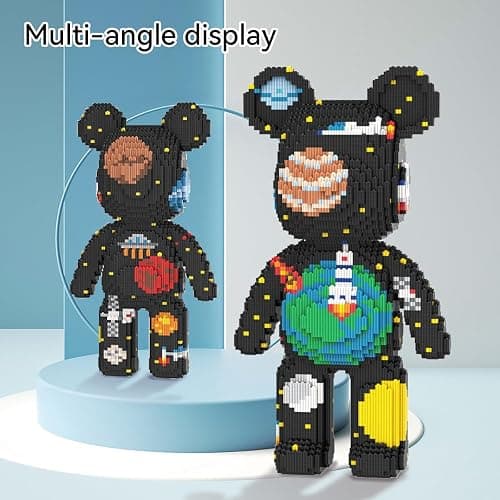 DAHONPA Universe Space Bear Micro Blocks Set with Storage Drawer 7220PCS | 7220PCS Galaxy Space Bear Micro Block Sculpture With Rocket Design, Futuristic Sci-Fi Decorative Statue For Fans Collection thumbnail 4