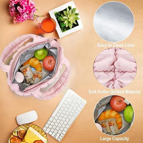 CAMTOP Lunch Box for Women Girls Insulated Cute Lunch Tote Bag Lunchbox Cooler Bag for Work Travel Picnic (Pink) thumbnail 5