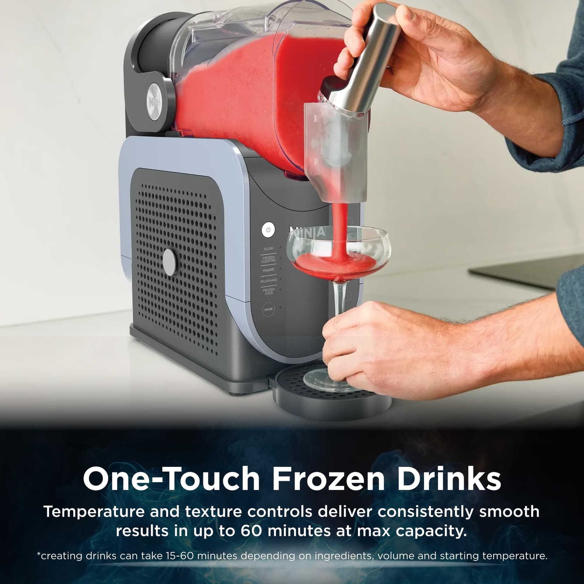 Ninja SLUSHi Professional Frozen Drink Maker, 5 Preset Functions, Compact Size, Up to 9 servings with 2.6L Capacity, FS301ANZ, Artic Blue and Grey thumbnail 4