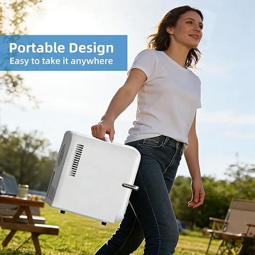 Antarctic Star Mini Fridge, 4L Capacity/6 Cans Portable Cooler and Warmer Compact Refrigerator, for Bedroom,Car,Office and Dorm, Small Cooler and Warmer for Cosmetics, Beverage and Food, White thumbnail 6