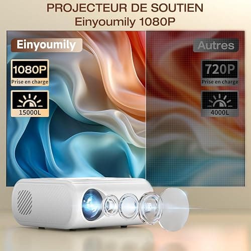 Mini Projecteur Portable 4K Videoprojecteur – 20000 Lux pour Smartphone, Prend en Charge la Mise en Miroir d'écran Filaire, Compatible avec TV Stick/Windows/iOS/Android/HDMI/USB (20 * 15 * 10cm) thumbnail 5