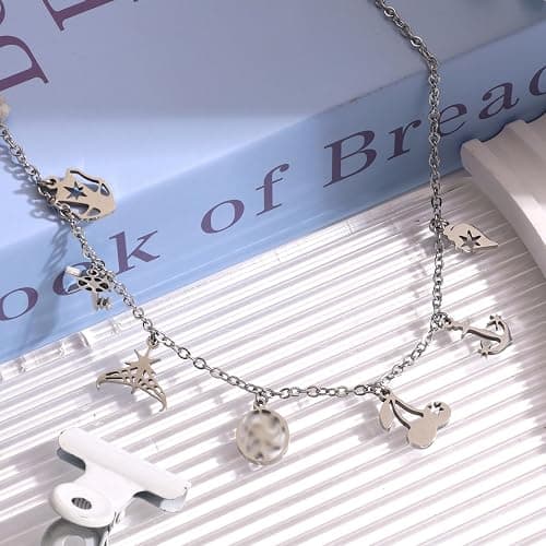 Inspired Necklace with 7 Charms Stainless Steel Pendant Women Jewelry Chain | for Katseye The Wild World Tour Concert Chain Jewelry Accessory Merch Gift thumbnail 5