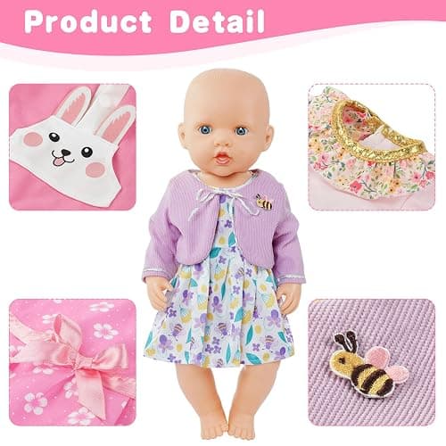 Aolso Baby Doll Clothes for 14-18 Inch/35-45 cm Dolls, 4-packs New Doll Clothes Outfits for Girls Birthday thumbnail 5