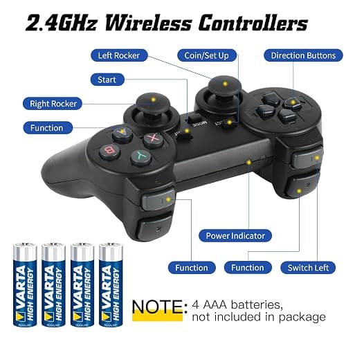 Retro Game Console, Wireless Retro Game Console, Built-in 9 Emulators, 4K HDMI Output, Dual 2.4GHz, Built-in 24500 Games, Plug and Play Video Games, Black thumbnail 4