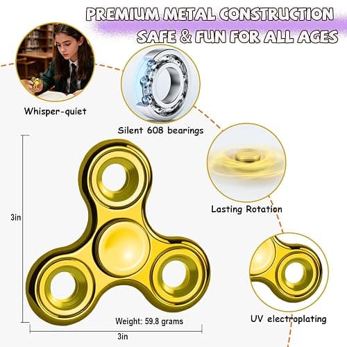 Aveloki Fidget Spinner 5 Pack,Metal Fidget Spinners for Adults &Teens & Kids Age 6+,Spinner Toys Pack Bulk for ADHD Autism Stress Reducer,Party Favors Christmas Gifts&Stocking Stuffers thumbnail 3