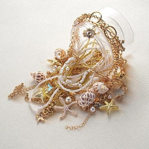 Ocean style Mystery jewelry jar, Mystery Jewelry Jar, Summer Gift Set (Necklace, Earrings, Rings), Surprise Birthday Gift Jewelry Box for Women (M(10 PCS)) - M(10 Pcs) thumbnail 6