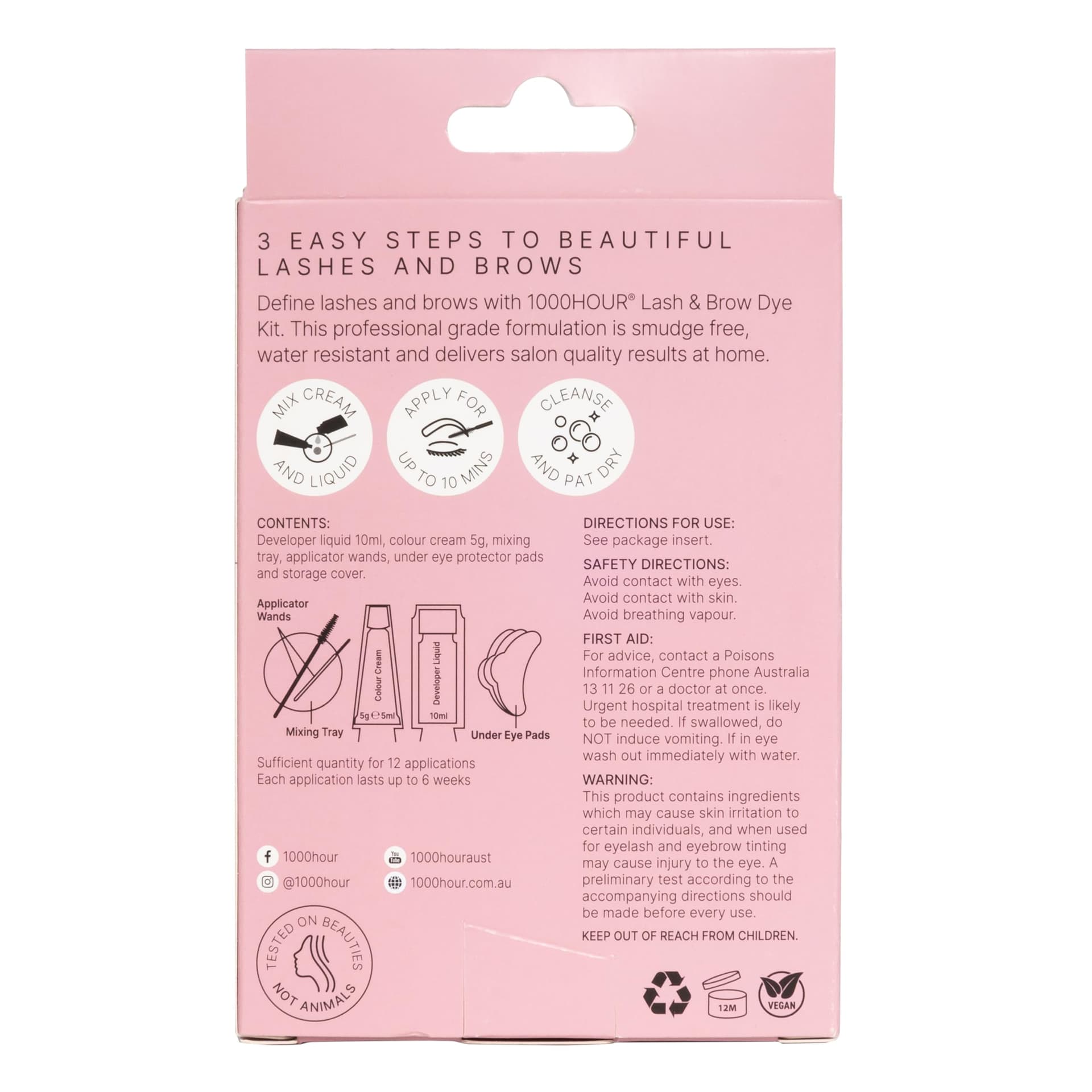 1000 HOUR Eyelash and Brow Dye Kit - Dark Brown, 72 g thumbnail 3