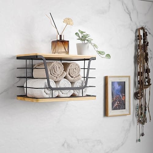 ALOCEO Large Wire Basket for Kitchen Pantry, Stainless Steel Kitchen Counter Organizer for Potato Onion, Trash Bag Dispenser Under Sink with Bamboo Top, Black thumbnail 5
