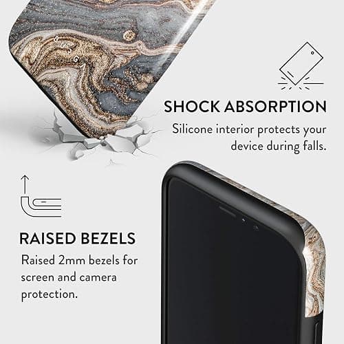 BURGA Phone Case Compatible with iPhone 11 PRO MAX - Hybrid 2-Layer Hard Shell + Silicone Protective Case -Grey & Gold Shades Marble Nude Natural Brown Sand - Scratch-Resistant Shockproof Cover thumbnail 5