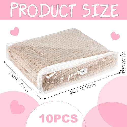 10 Pieces Clear Zippered Storage Bags Plastic Blankets Storage Bags with Zipper and Label Clothing Organizer for Sweater Bed Sheet Quilt Clothes Pillow (14.2 x 11.1 x 3.2 Inch) thumbnail 3