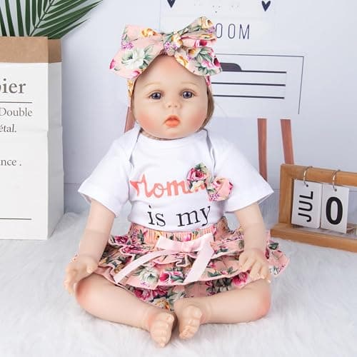 Reborn Baby Dolls Girl Clothes 20-22 inch Reborn Newborn Baby Doll Clothes Accessories 3Pieces Printing Suits thumbnail 3