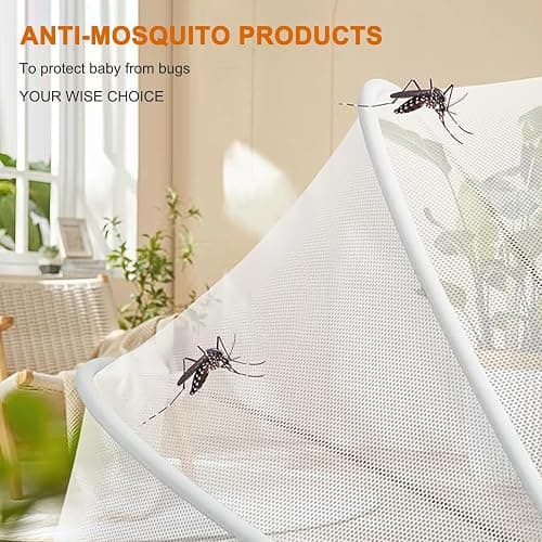 FORNORM Mosquito Net for Travel Cot, Insect Cat Net Zipper Mosquito Net for Baby Bed, Baby Crib, Bassinet, Bedside Sleeper(White, for 39x22" Cot) thumbnail 3