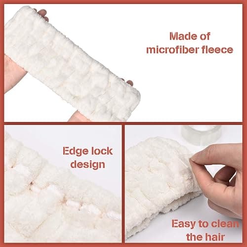Chuangdi 3 Pieces Spa Headband for Women Facial Makeup Headband Soft Terry Cloth Hairband for Washing Face Mask Spa Shower Gifts(Pink, Milky-White, Dark Grey) thumbnail 4