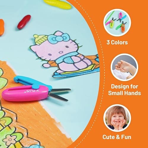 Safety Scissors for Kids, 3Pcs Retractable Toddler Scissors for Preschool | Retractable Kids Scissors for Small Hand, Ages 3-5 2-4 1-3 Cutting Tool for Toddler Crafts and Preschool Activities thumbnail 5
