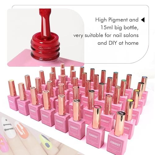 FZANEST Gel Nail Polish Set, 130 Bottles 15ml Full Size Gel Polish Pink Nude Blue Yellow Green Red Colors Kit with Gel Top Base for Nail Salon All Season Nail Gel Soak Off Led UV Nail with Color Chart thumbnail 4