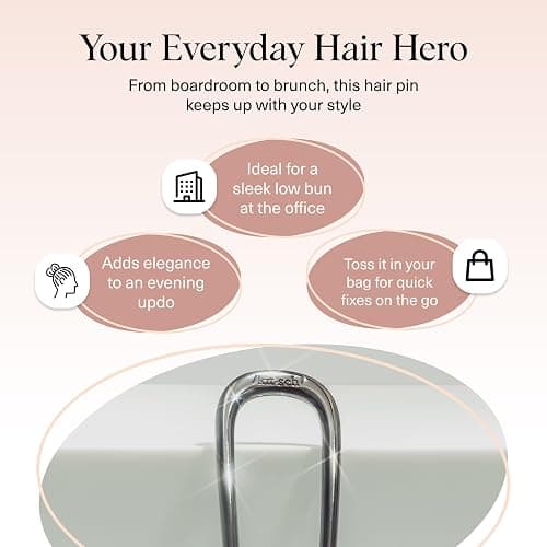 Kitsch French Hair Pins for Women – Elegant & Durable Metal French Pin for Updos, Chignon, Buns & Twist Hairstyles | Secure Hold All Day, Comfortable Fit | Ideal Gifts for Women- Hematite, 1pc thumbnail 6