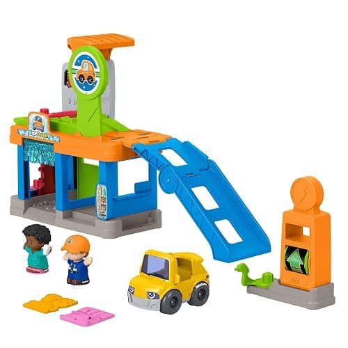 Fisher-Price Little People Fillin’ Fun Service Station Playset | 5 Play Pieces, Vehicle Pretend Play, Folds for Storage, Toddlers & Kids Ages 1+ Years - Image 1