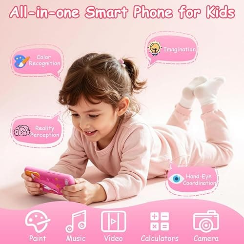 Kids Smart Phone Toys with 3.97" Touchscreen, Christmas Birthday Gifts for Kids Ages 3-12, Toddler Learning Cell Phone with Games & Dual Camera, Girls Phone Toys for Age 3 4 5 6 7 8 9 Years Old thumbnail 4