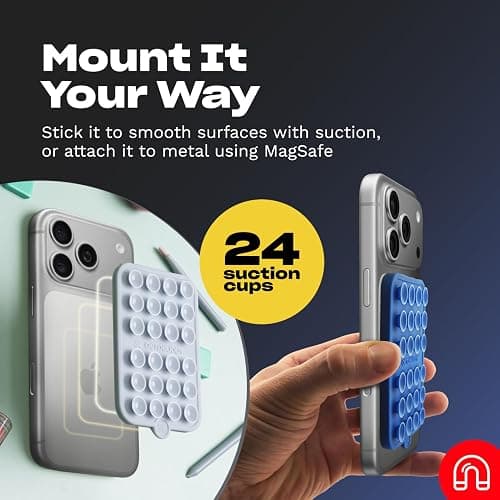 OCTOBUDDY Magnet - Dual Magnetic & Suction Phone Mount - Magnetic-Compatible Silicone Mobile Holder - Hands-Free Selfies & Videos - Content Creator Accessory - 2.6″ x 3.9″, Empire Strikes Black thumbnail 3