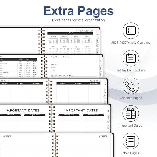 Planner 2026-2027, Weekly and Monthly Calendar Planner, JUL 2026 - JUN 2027 | Academic Year, Daily Agenda Book, A5(6.3'' x 8.5''), Sprial Bound, Inner Pocket, Office School Use thumbnail 6