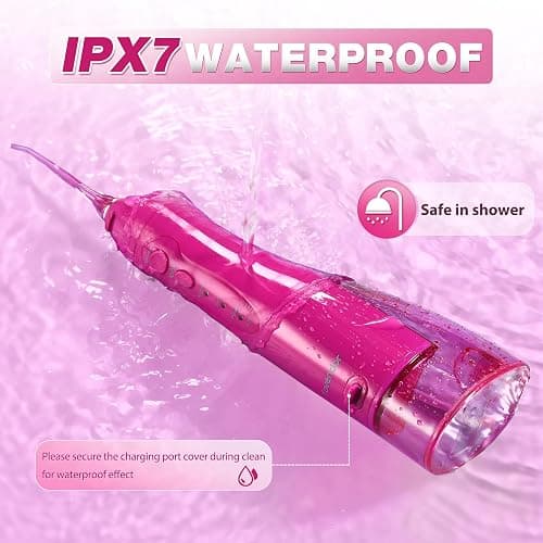 TOVENDOR Electric Water Dental Flosser Teeth Pick, Cordless Flossers Oral Irrigator IPX7 Waterproof 300ML Rechargeable Travel Water Teeth Cleaner with 5 Tips for Home Braces Care Gums Deep Cleaning thumbnail 2
