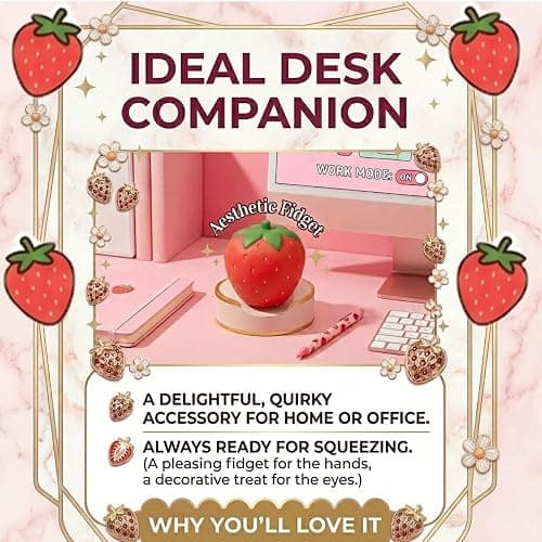 Giant Strawberry Squishy, Squishy Strawberry, Realistic Strawberry Model Party Favor Slow Rise Pressure Release, Realistic Glossy Dragon Desk Decor, Soft Squeeze Relief (One 5 Inch) thumbnail 7