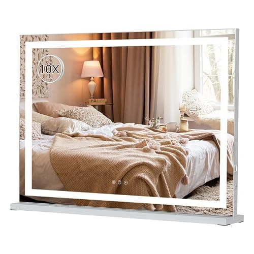 YOURLITE Vanity Mirror with Lights,32’’ x 22’’ Hollywood Mirror with LED Lights, 3 Colors Modes & Adjustable Brightness, Makeup Mirrors Vanity Mirror 10x Spot Mirror, USB Charging Port thumbnail 9