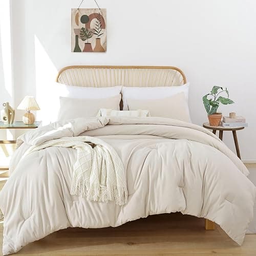 ROSGONIA Comforter Full Size for Girls Boys Teens Beige, 3pcs (1 Boho Comforter & 2 Pillowcases), Lightweight Dorm Bedding Soft All Season Bed Set thumbnail 3
