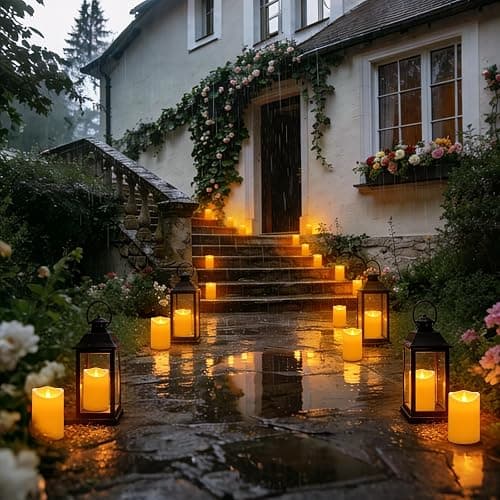 Flameless Candles 4" 5" 6" Set of 3 Outdoor Indoor Ivory Pillars Battery Operated Flickering Candles with Cozy Climbing Flame Effect, 8-Key Remote Timer, Plastic LED Candles for Wedding Decor thumbnail 4