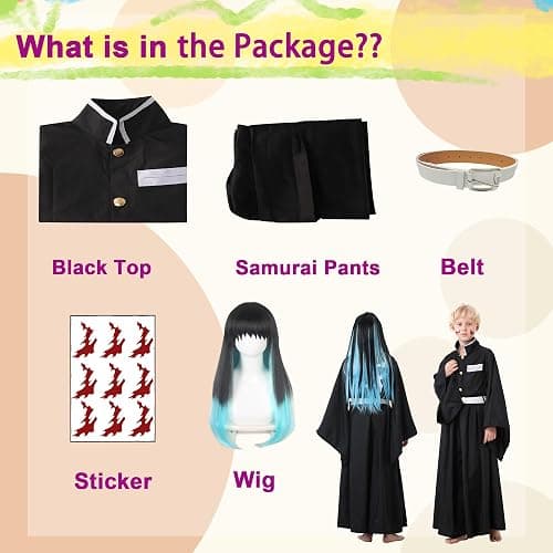Muichirou Cosplay Costume Halloween Kimono Uniform Full Set Adult Dress up Outfits Costume with Wig thumbnail 2