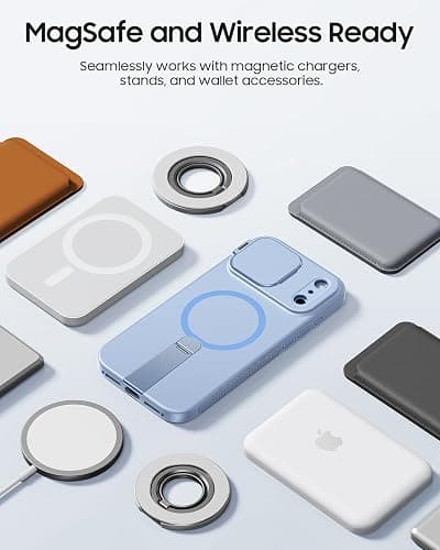 VOFATA for iPhone 17 Pro Case with Precision Lens Protection, Dual Metal Invisible Stands, Fit for Magsafe, Mil-Grade Drop Tested, Camera Control Button, Magnetic Silky Touch Phone Case,Light Blue thumbnail 5