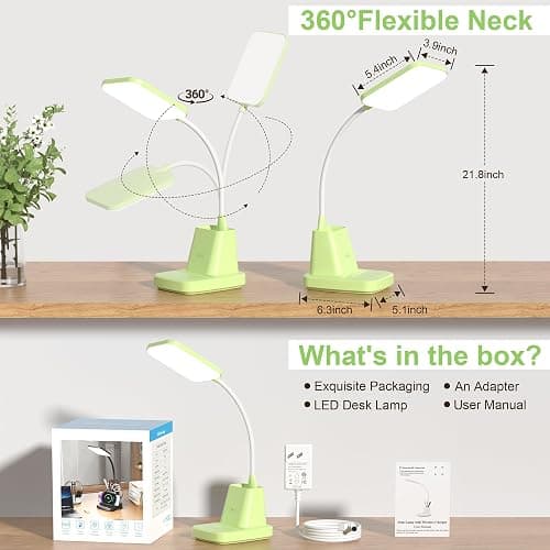 Sailstar Desk Lamp, LED Desk Lamps for Home Office, Wireless Charger Small Desk Lamp with Pen Holder, CRI 85, 800LM,3 Color Dimmable, Study Lamps for College Dorm Room, Adapter Included, Green thumbnail 5