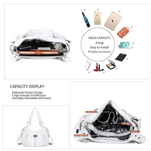 Angelkiss Large Purses and Handbags for Women Washed Faux Leather Crossbody Hobo Satchel Shoulder Handbag Tote Purse thumbnail 4