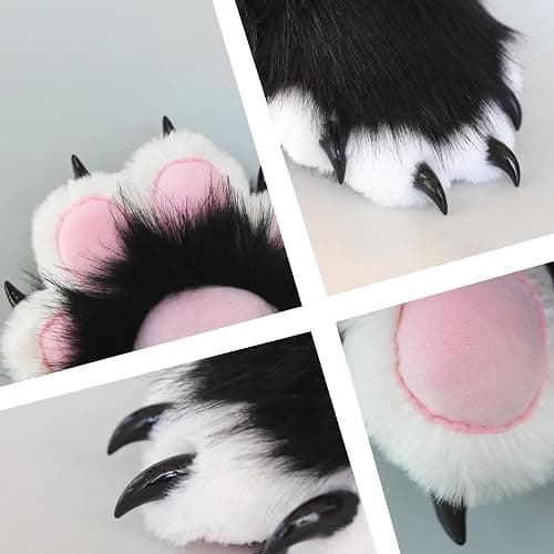 NexinEstic Therian Paws Comfy Furry Paws Faux Fur Fursuit Paws, Therian Stuff Therian Gear, Cat Paw Gloves with Claws Cosplay thumbnail 5