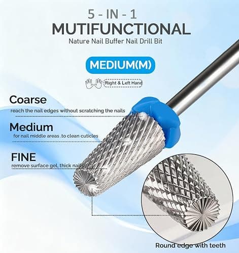 3Pcs Nail Drill Bits Set 3/32 Inch Shank YG6X Carbide Tungsten, 5 in 1 Cross Cut + 3XF Safety+ XC Cone Bits,Two Way Rotation for Acrylic Gel Dip Powder Cuticle Manicure Pedicure thumbnail 5