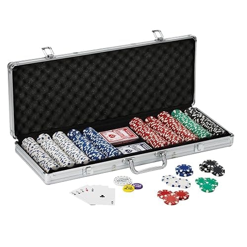 Fat Cat 11.5 Gram Texas Hold 'em Claytec Poker Chip Set with Aluminum Case, 500 Striped Dice Chips - Image 1