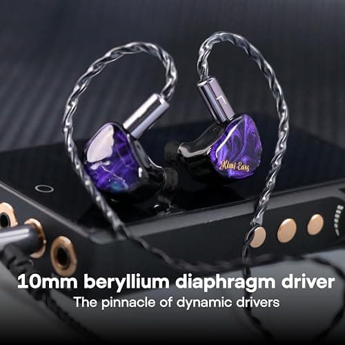 Linsoul Kiwi Ears Cadenza 10mm Beryllium Dynamic Driver IEM 3D Printed with Detachable Interchangeable Plug 0.78 2pin 3.5mm IEM Cable for Musician Audiophile (Purple) thumbnail 5
