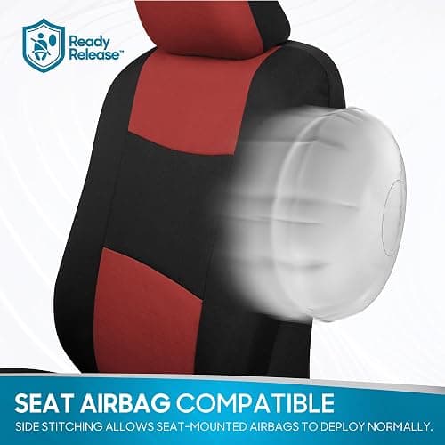 BDK PolyPro Car Seat Covers Full Set in Terracotta on Black, Front and Rear Split Bench Seat Covers for Cars, Easy to Install Car Seats Cover Set and Accessories for Auto Trucks Van SUV - Terracotta thumbnail 11