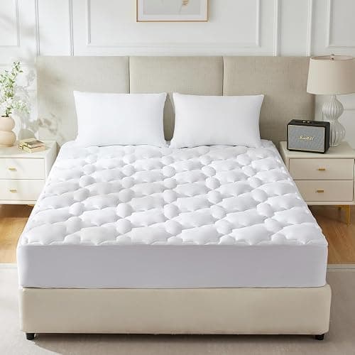 CozyLux Twin XL Mattress Pad, 450GSM Quilted Cooling Cotton Top, Extra Deep Pocket 8-21", Oeko-TEX Certified, Plush Soft & Breathable Bed Pad, Back to School College Dorm Essential (39"x80", White) thumbnail 8