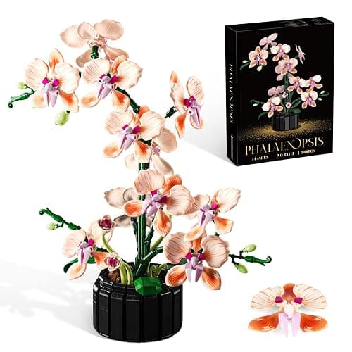Lodikisbay Orchid Flower Building Set, Botanical Collection Flower Building Block Set, Compatible with Lego Flowers, Artificial Flowers Plant Gifts for Adults Home and Office Desk Decor (866PCS) - Image 1